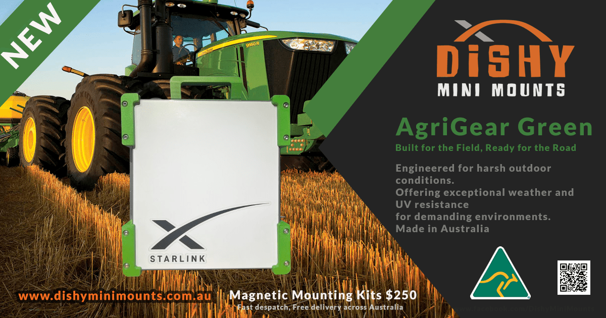 Starlink Mini Mounting Kit (AgriGear Green) - Dishy Mini Mounts - Australia