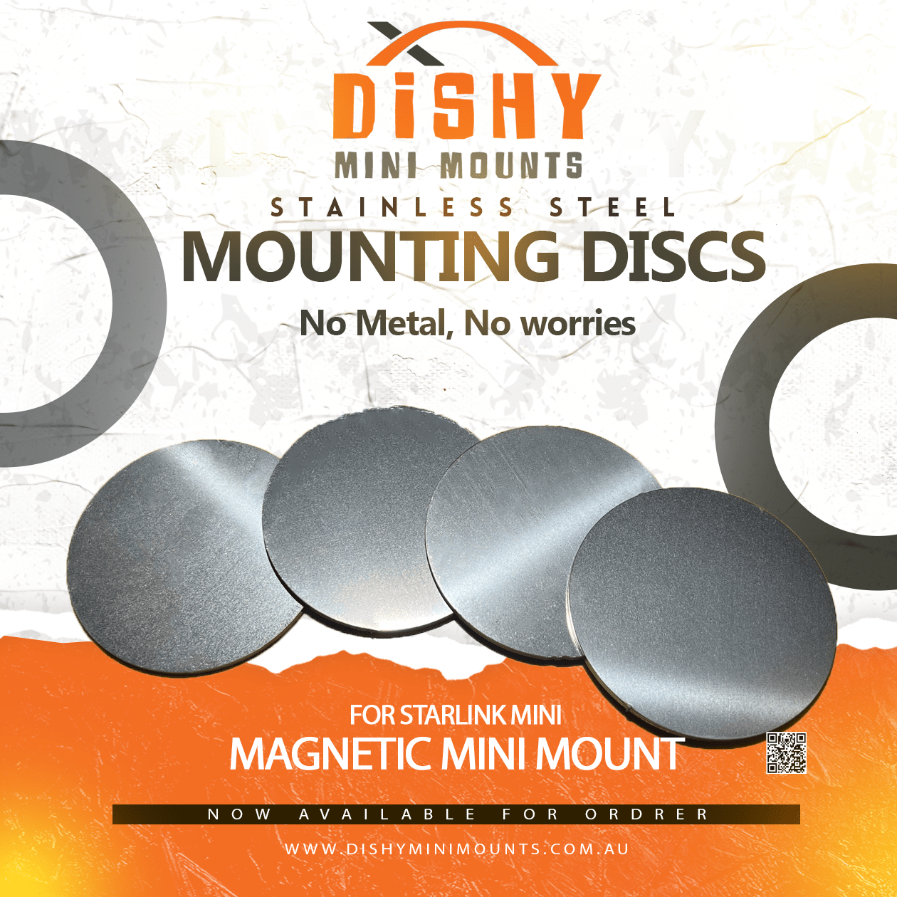 Stainless Mounting Disc Set (4) - Dishy Mini Mounts - Australia